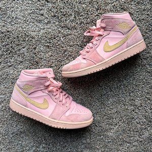 Air Jordan 1 Mid Pink and Coral Gold Nike Jordans